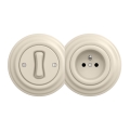 Kliklap - Retro single-pole switch No. 1 and 230V outlet with beige frame