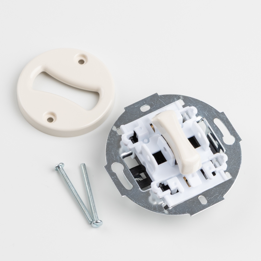 Kliklap - Retro single-pole switch No. 1 and 230V outlet with beige frame