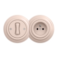 Kliklap – Retro single-pole switch No. 1 and 230V socket with frame, vintage pink