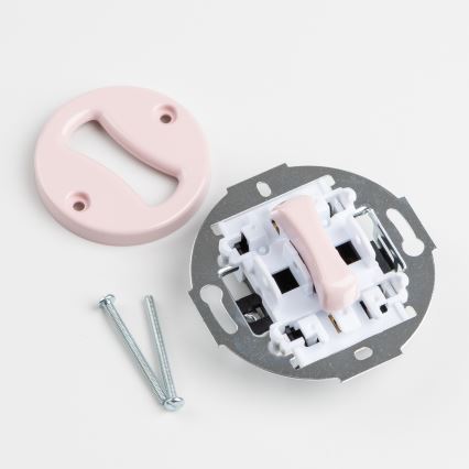 Kliklap - Retro single-pole switch No. 1 and Schuko 230V socket with frame, antique pink