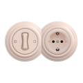 Kliklap - Retro single-pole switch No. 1 and Schuko 230V socket with frame, antique pink