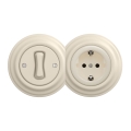 Kliklap - Retro single-pole switch No. 1 and SCHUKO 230V socket with frame, beige