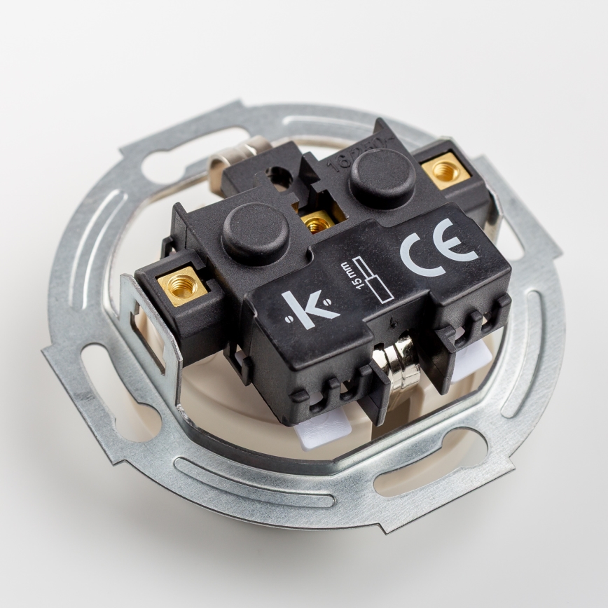 Kliklap - Retro single-pole switch No. 1 and SCHUKO 230V socket with frame, beige