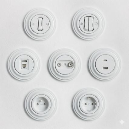 Kliklap - Retro single-pole switch with frame No. 1, Snow White