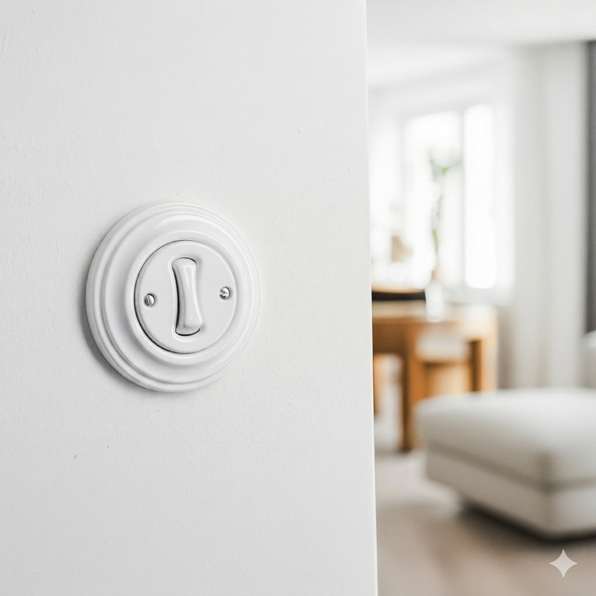 Kliklap - Retro Staircase Switch with Frame No. 6, Snow White