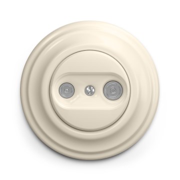 Kliklap - Retro TV & Radio pass-through socket with frame, beige