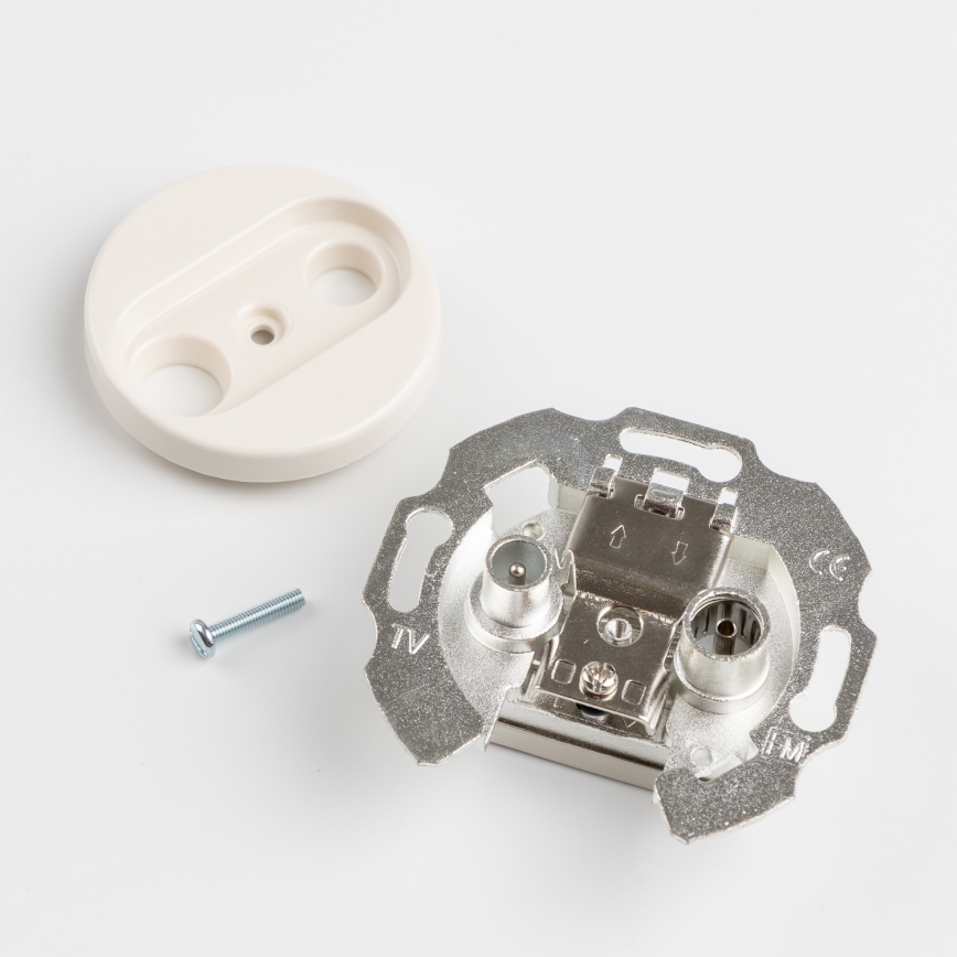 Kliklap - Retro TV & Radio pass-through socket with frame, beige