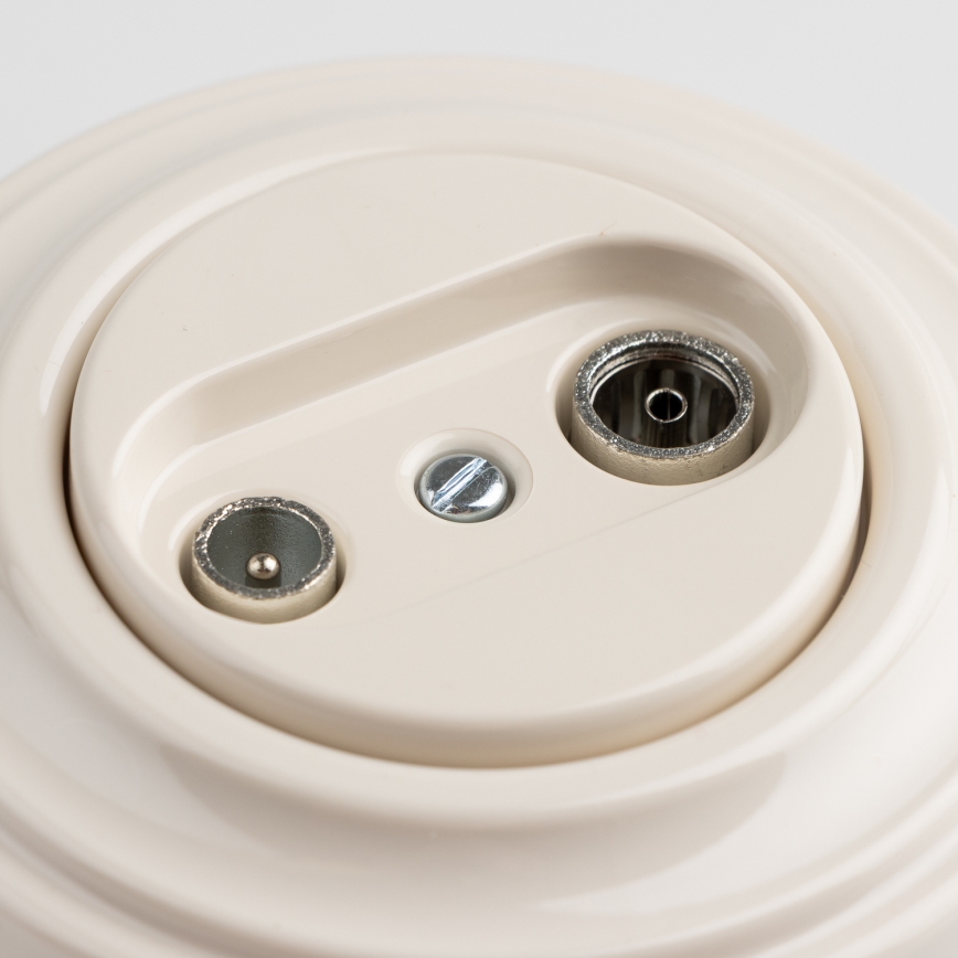 Kliklap - Retro TV & Radio pass-through socket with frame, beige