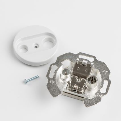 Kliklap - Retro TV+R (end) wall outlet with frame, snow white