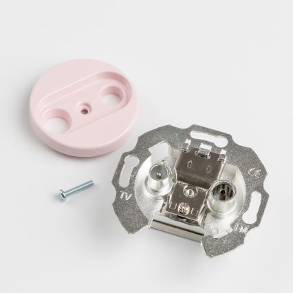 Kliklap - Retro TV+R wall socket (loop-through) with frame, vintage pink