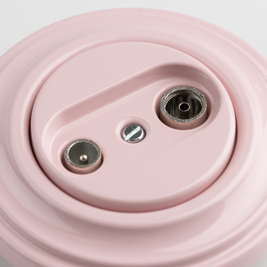 Kliklap - Retro TV+R wall socket (loop-through) with frame, vintage pink