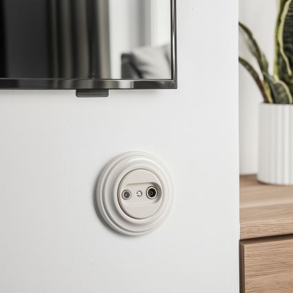 Kliklap - Retro TV+Radio (end) wall socket with frame, beige