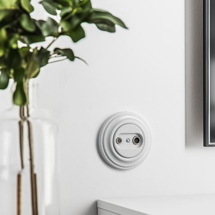 Kliklap - Retro TV+Radio Pass-Through Wall Socket with Snow-White Frame