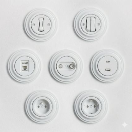 Kliklap - Retro TV+Radio Pass-Through Wall Socket with Snow-White Frame