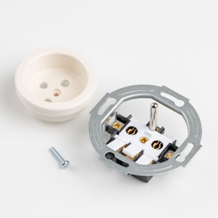 Kliklap - Retro Wall Socket with Frame, 230V, Beige