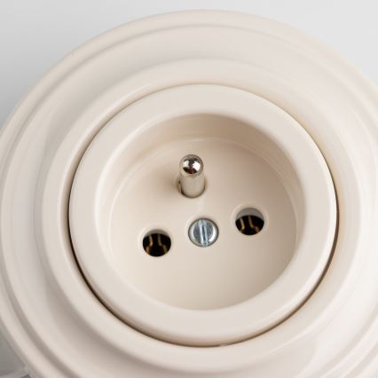 Kliklap - Retro Wall Socket with Frame, 230V, Beige