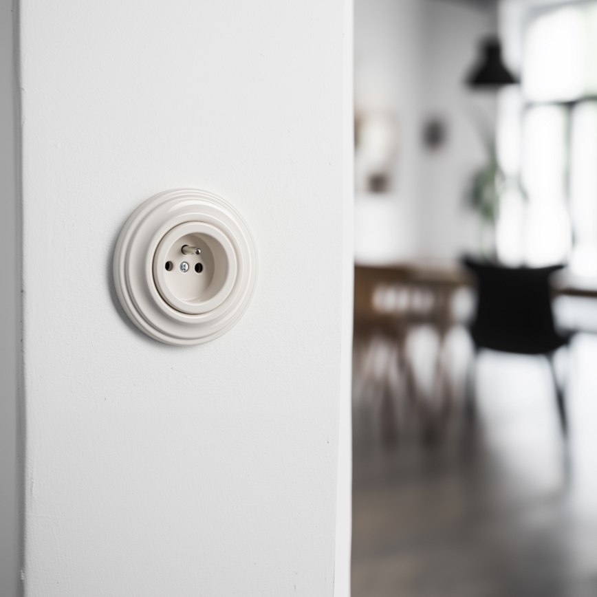 Kliklap - Retro Wall Socket with Frame, 230V, Beige