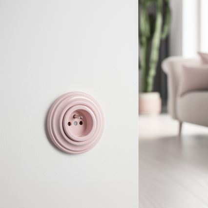 Kliklap - Retro Wall Socket with Frame 230V, Old Rose