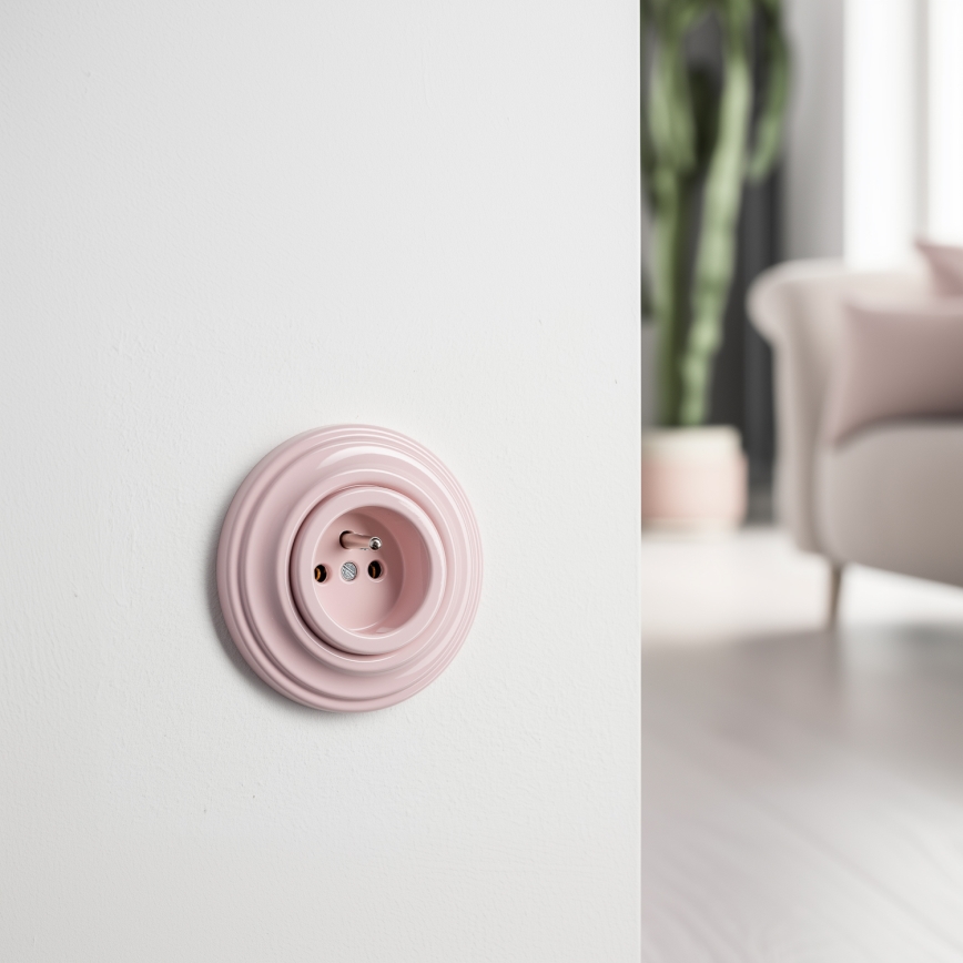 Kliklap - Retro Wall Socket with Frame 230V, Old Rose