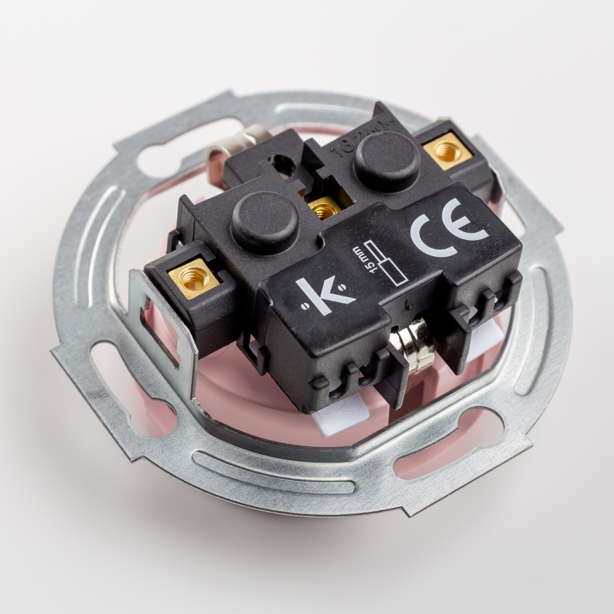 Kliklap - Triple retro Schuko wall socket with frame, 230V, antique pink