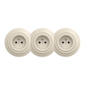 Kliklap - Triple Retro Wall Socket with Frame, 230V, Beige