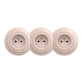 Kliklap - Triple Retro Wall Socket with Frame, 230V, Vintage Rose