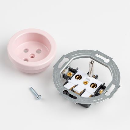 Kliklap - Triple Retro Wall Socket with Frame, 230V, Vintage Rose