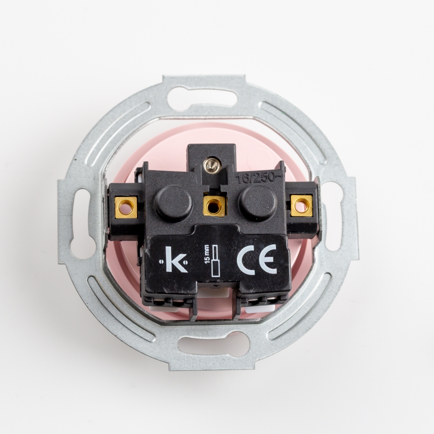 Kliklap - Triple Retro Wall Socket with Frame, 230V, Vintage Rose