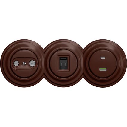 Kliklap - Vintage data socket without frame brown