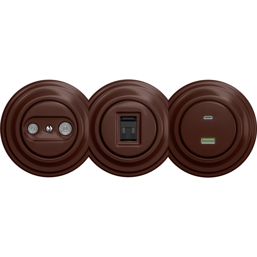 Kliklap - Vintage data socket without frame brown