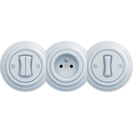 Kliklap - Vintage double staircase switch without frame no. 6+6 blue