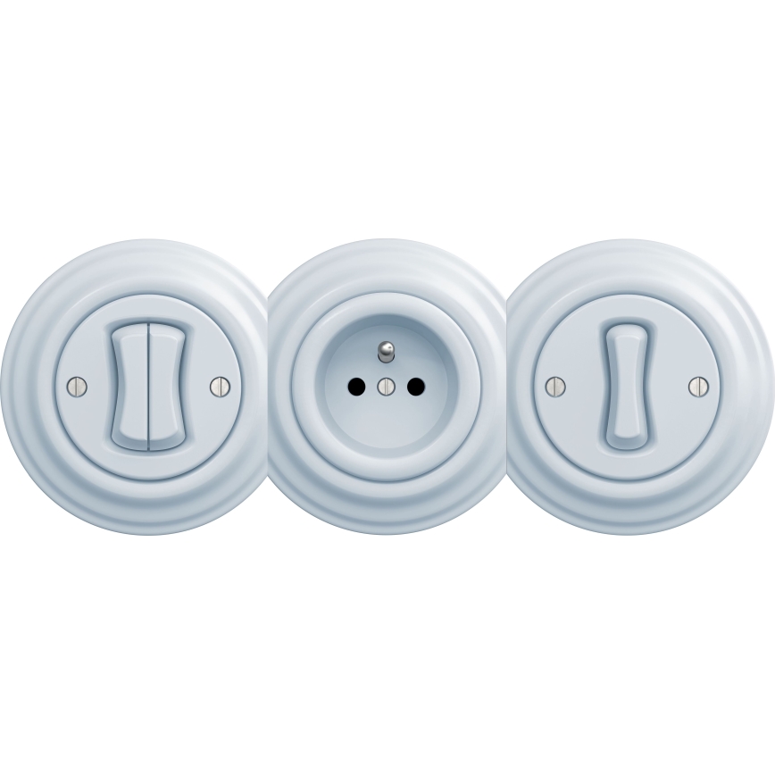 Kliklap - Vintage double staircase switch without frame no. 6+6 blue