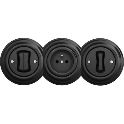 Kliklap - Vintage single-pole switch without frame no. 1 black