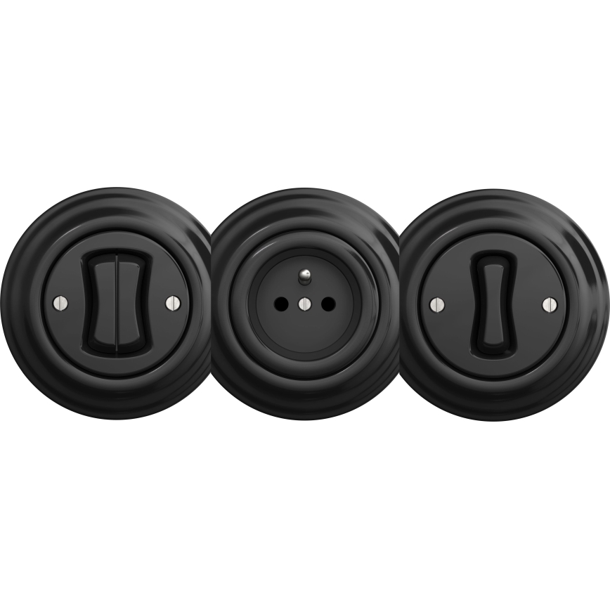 Kliklap - Vintage single-pole switch without frame no. 1 black