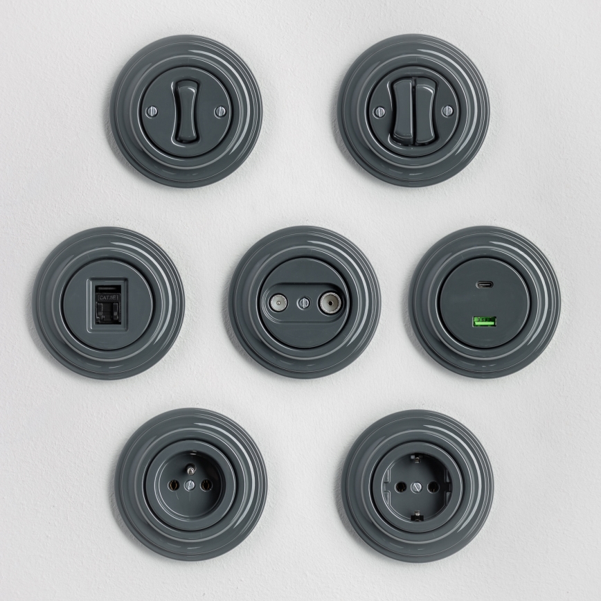 Kliklap - Vintage staircase switch without frame no. 6 anthracite
