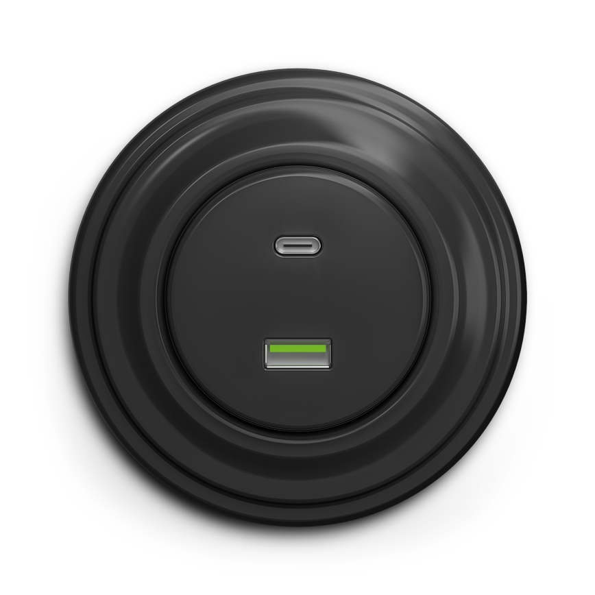 Kliklap - Vintage USB socket A+C anthracite
