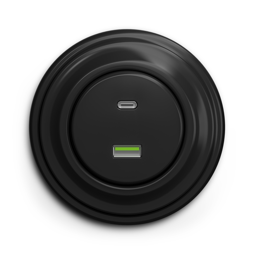 Kliklap - Vintage USB socket A+C black