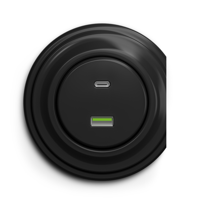 Kliklap - Vintage USB socket A+C black