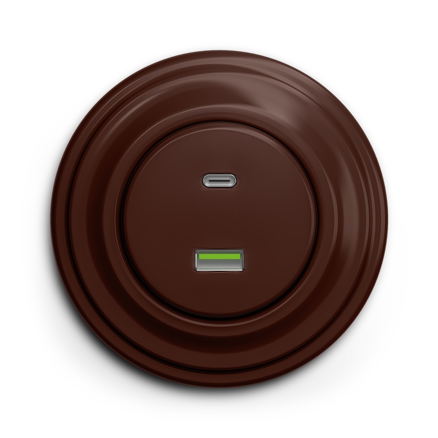 Kliklap - Vintage USB socket A+C brown