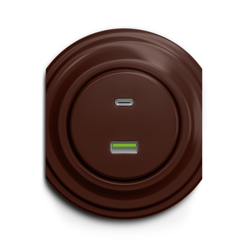 Kliklap - Vintage USB socket A+C brown