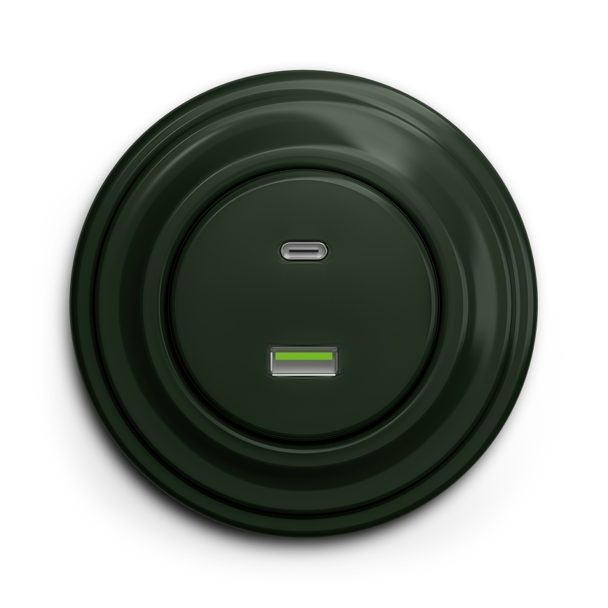 Kliklap - Vintage USB socket A+C green