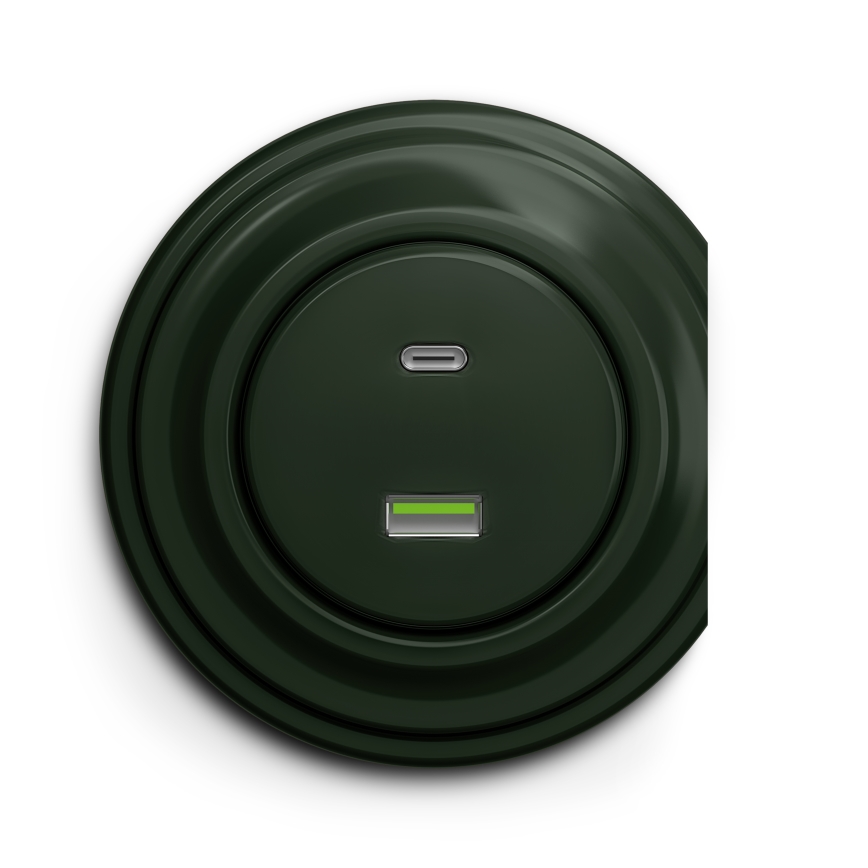 Kliklap - Vintage USB socket A+C green
