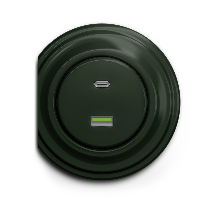Kliklap - Vintage USB socket A+C green