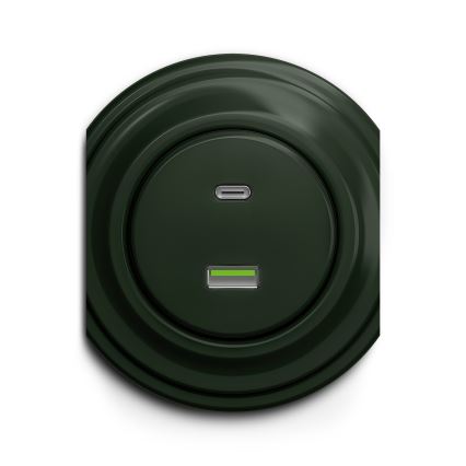 Kliklap - Vintage USB socket A+C green