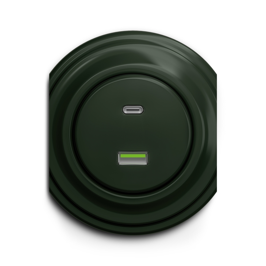 Kliklap - Vintage USB socket A+C green