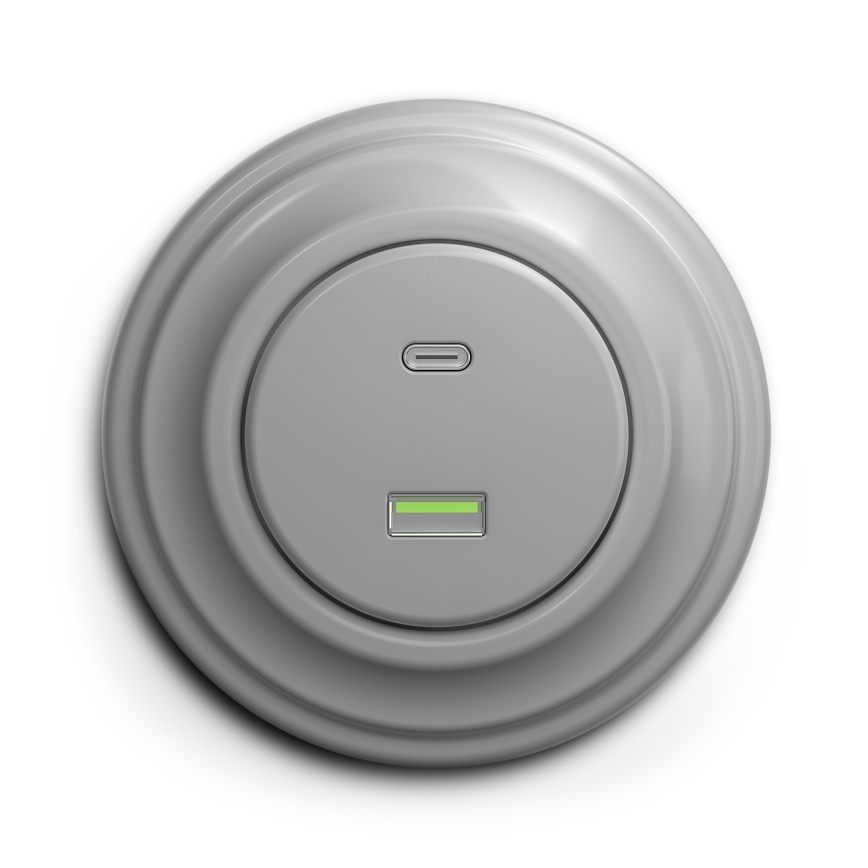 Kliklap - Vintage USB socket A+C grey