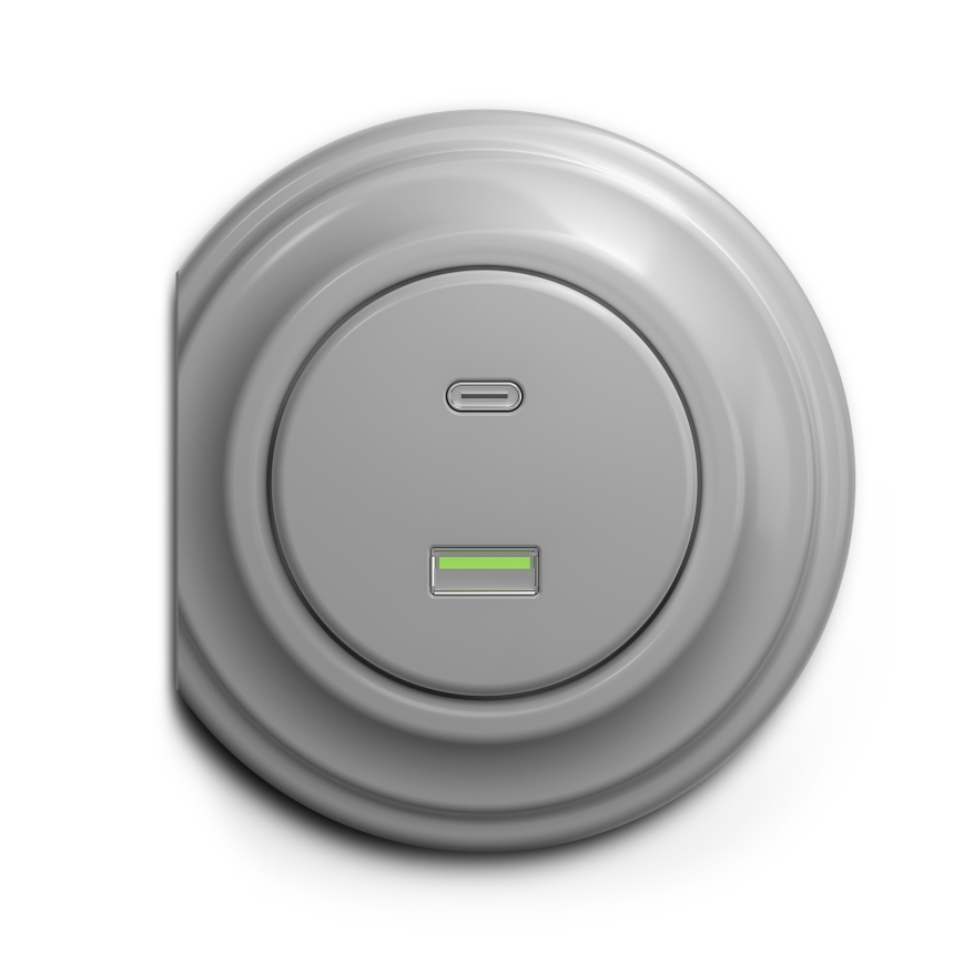 Kliklap - Vintage USB socket A+C grey