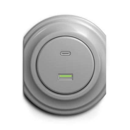 Kliklap - Vintage USB socket A+C grey