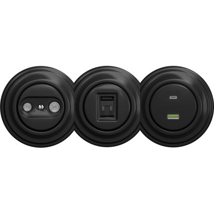 Kliklap - Vintage USB socket A+C without frame black