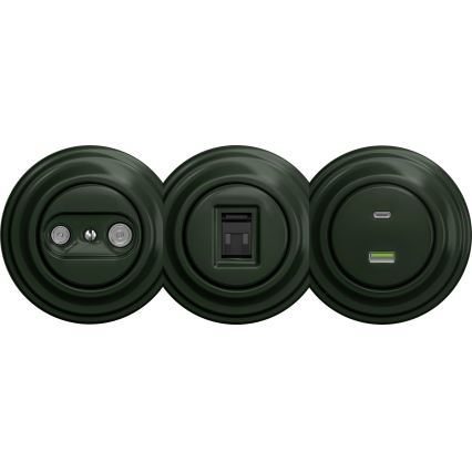 Kliklap - Vintage USB socket A+C without frame green